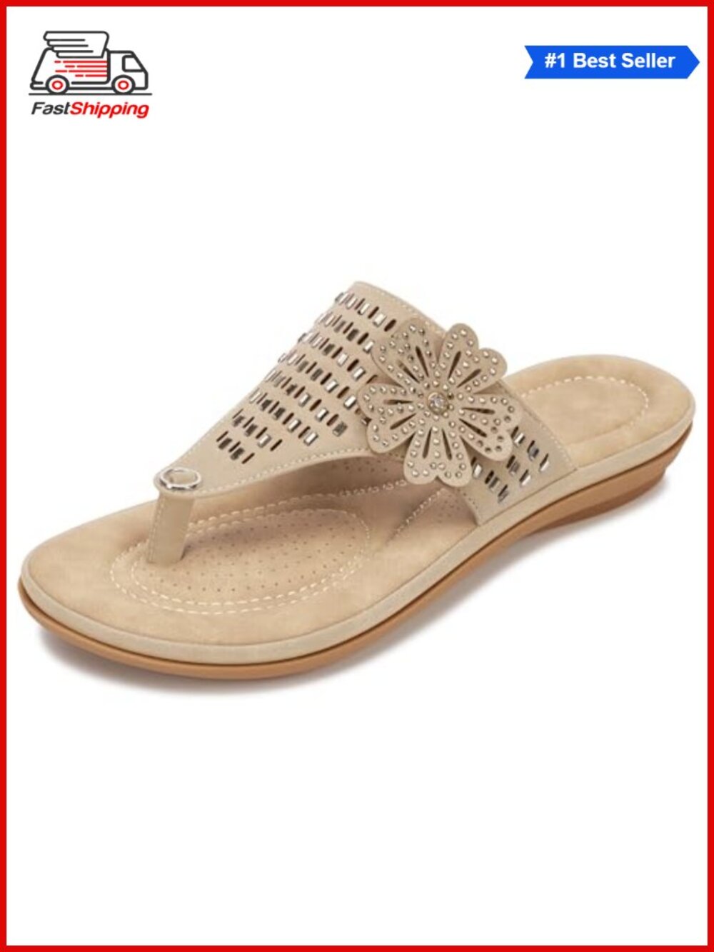 Memory Foam Slide Sandals Split Toe Non-Slip Lightweight Walking